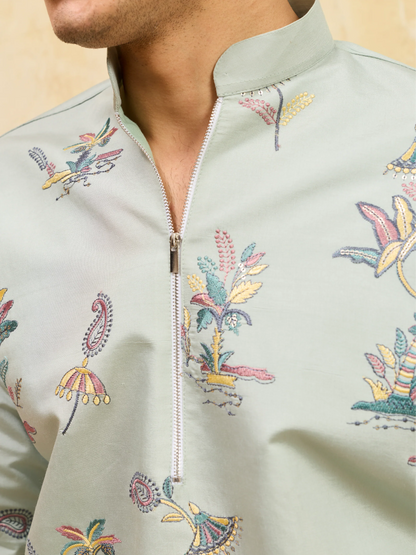 Elegant Elegant Sky Blue Viscose Silk Kurta & Pant Set for Festive Occasions