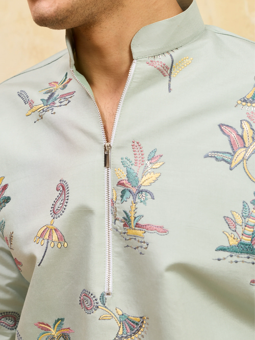 Elegant Elegant Sky Blue Viscose Silk Kurta & Pant Set for Festive Occasions