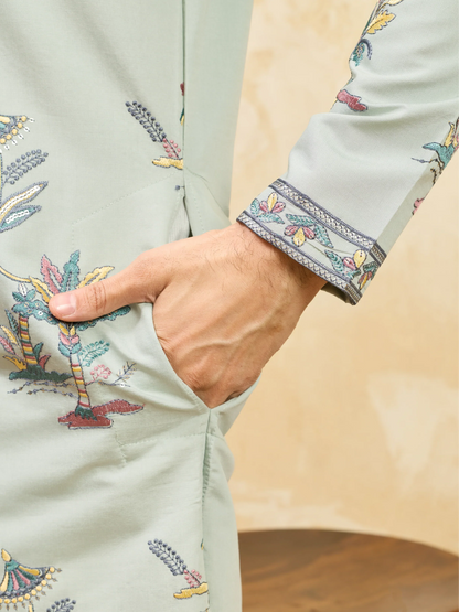 Elegant Elegant Sky Blue Viscose Silk Kurta & Pant Set for Festive Occasions