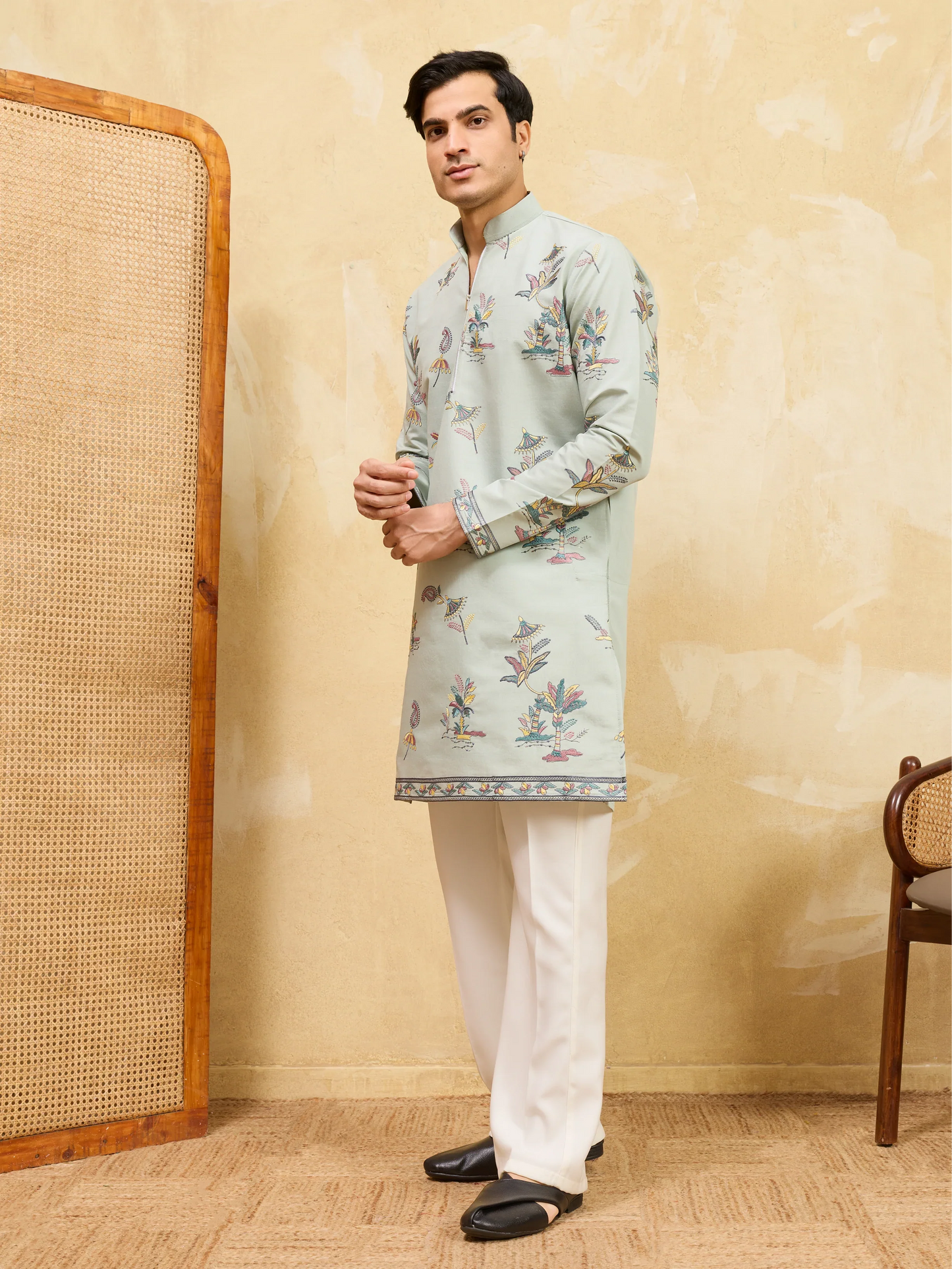 Elegant Elegant Sky Blue Viscose Silk Kurta & Pant Set for Festive Occasions
