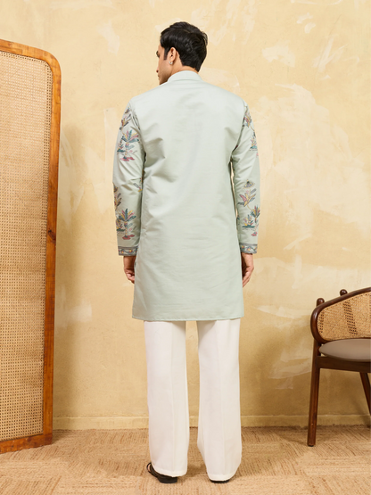 Elegant Elegant Sky Blue Viscose Silk Kurta & Pant Set for Festive Occasions