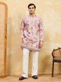 Elegant Luxury Pink Viscose Silk Kurta & Pant Ensemble for Celebrations