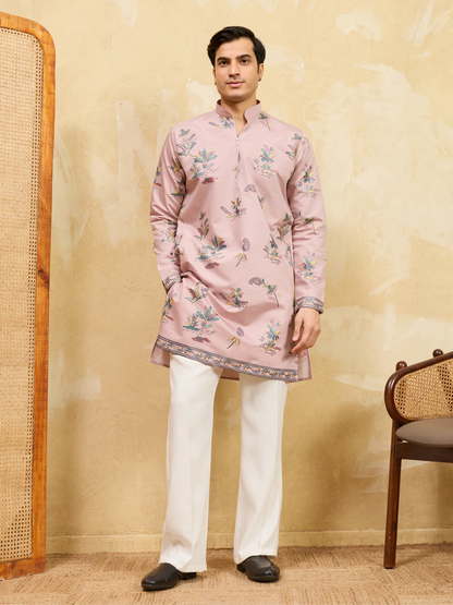 Elegant Luxury Pink Viscose Silk Kurta & Pant Ensemble for Celebrations