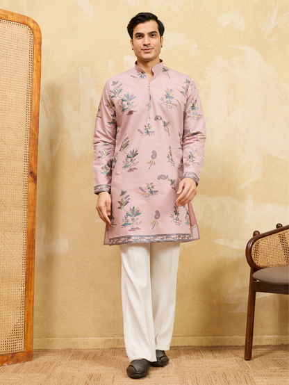 Elegant Luxury Pink Viscose Silk Kurta & Pant Ensemble for Celebrations