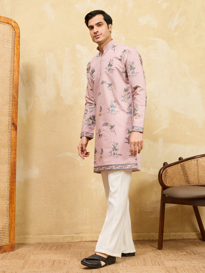 Elegant Luxury Pink Viscose Silk Kurta & Pant Ensemble for Celebrations