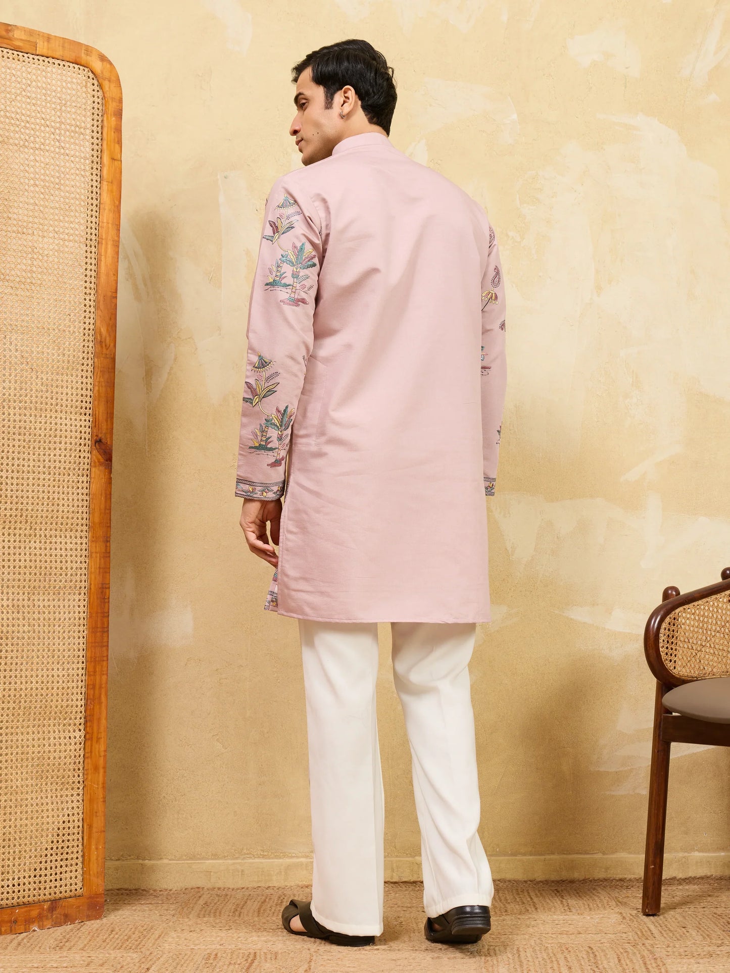 Elegant Luxury Pink Viscose Silk Kurta & Pant Ensemble for Celebrations