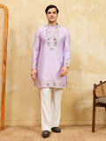 Elegant Premium Lavender Viscose Silk Thread Work Kurta & Pant Set