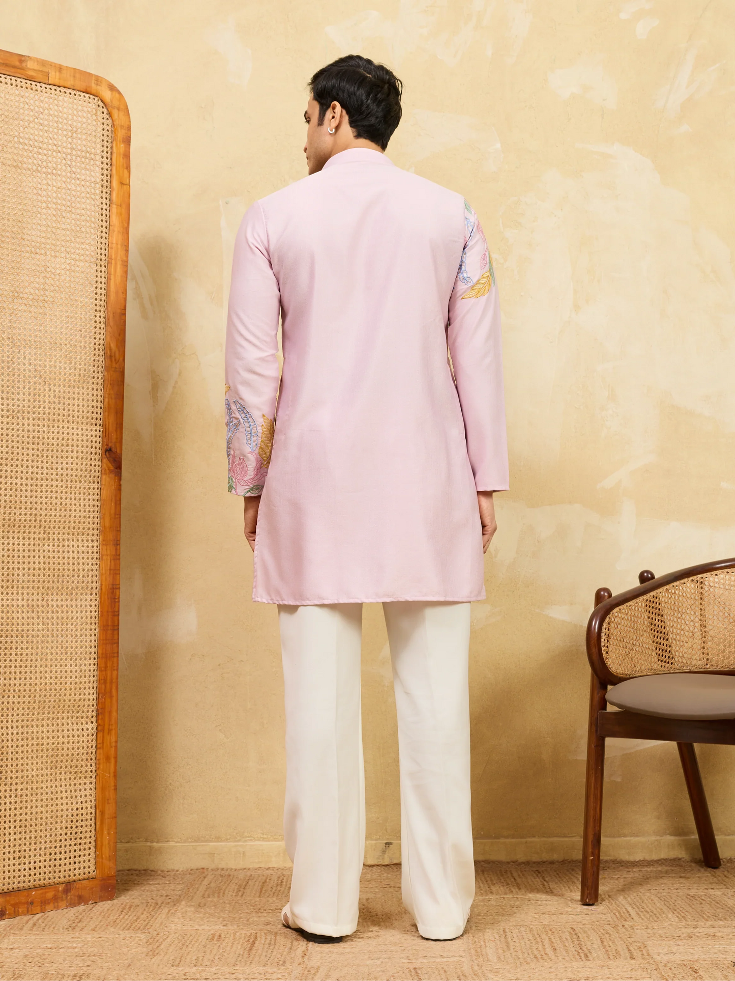 Elegant Festive Special Pink Embroidered Kurta Set for Men