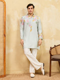 Elegant Modern Sky Floral Embroidered Kurta Set for Celebrations