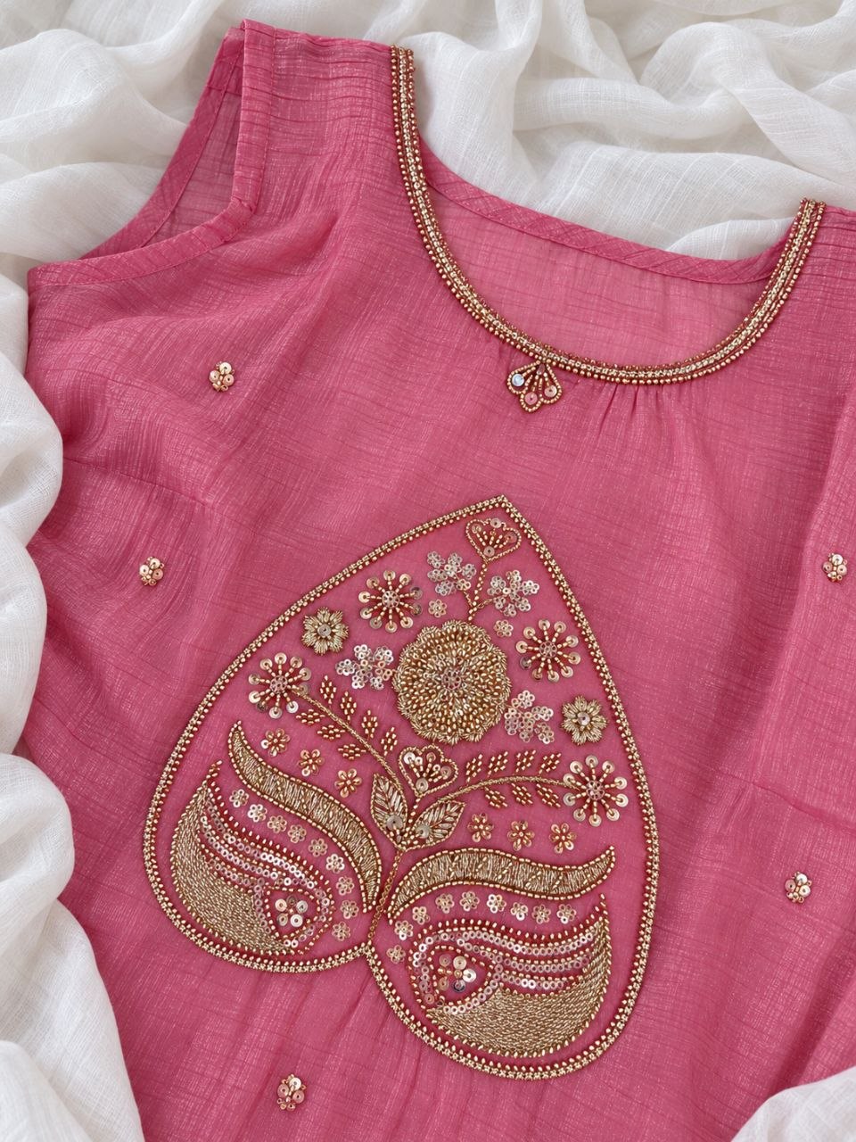 Blush Rose Pink Embroidered Co-Ord Set
