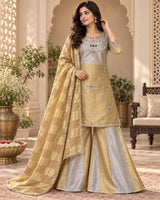 Silver Golden Banarasi Viscose Palazzo Suit Set