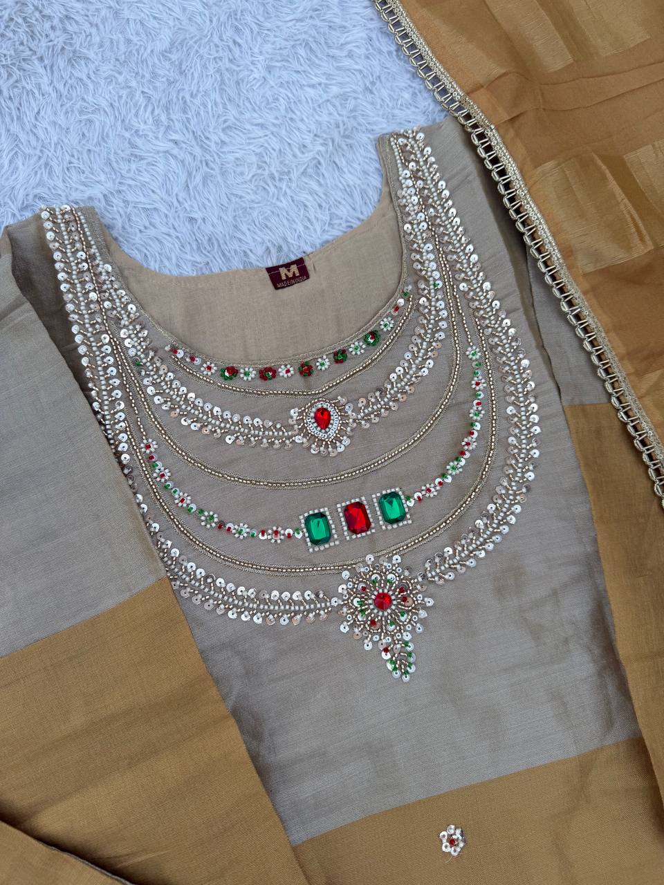 Silver Golden Banarasi Viscose Palazzo Suit Set
