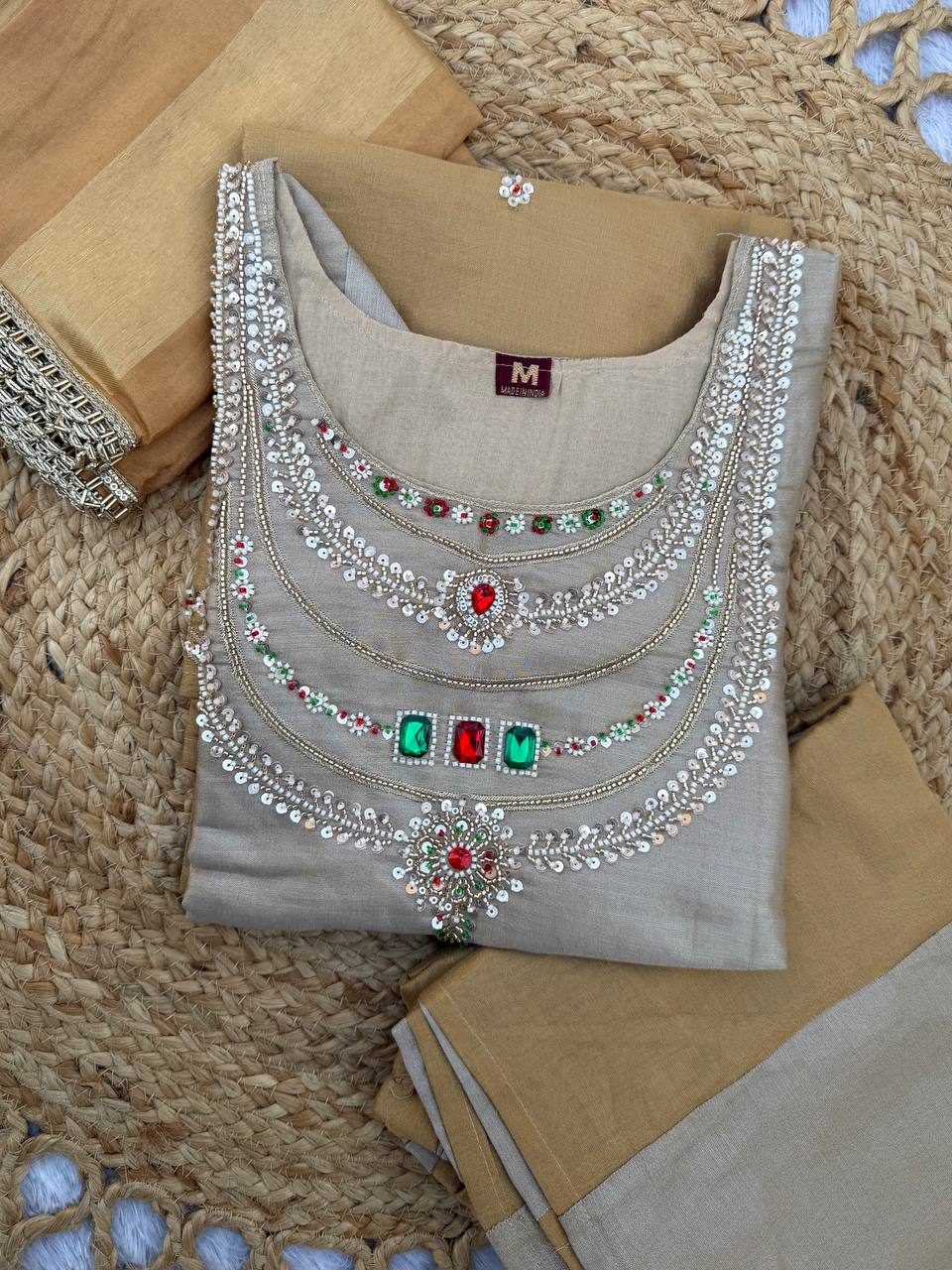 Silver Golden Banarasi Viscose Palazzo Suit Set