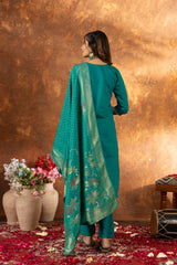 Rama Green Marina Silk Multi Embroidered Suit Set