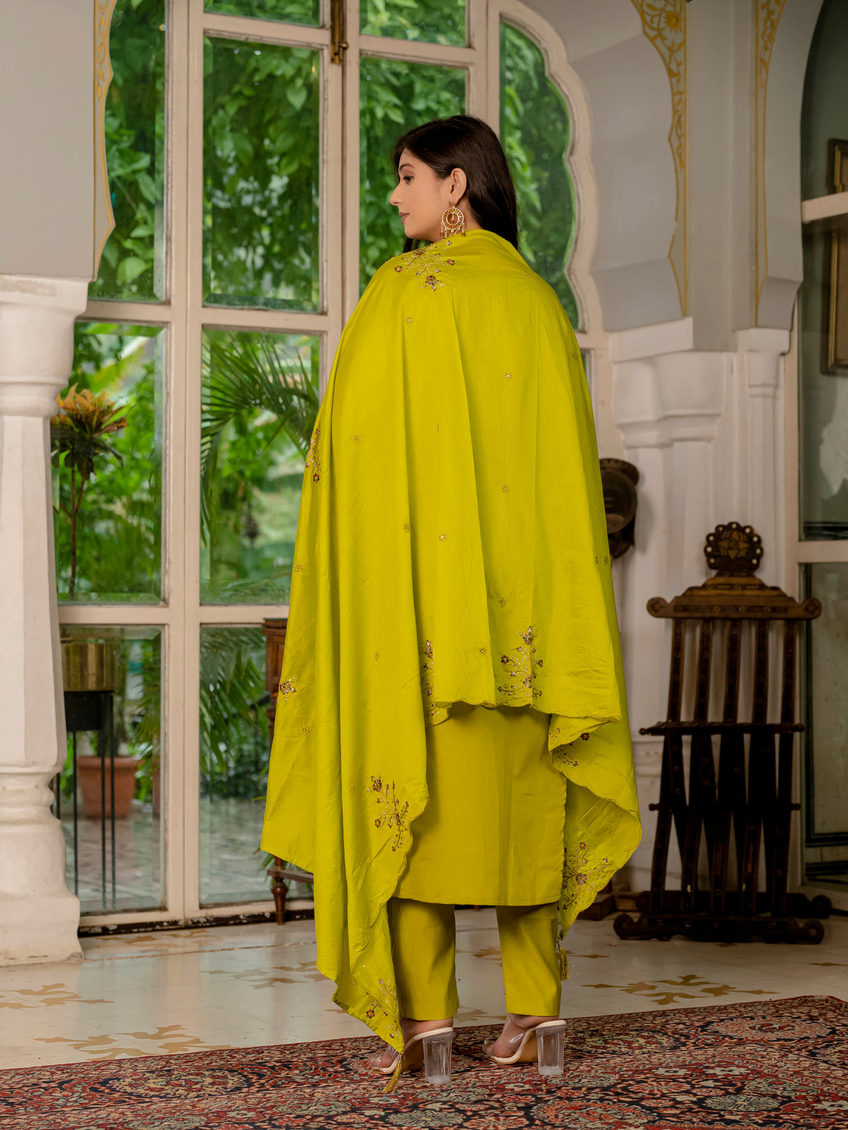 Mustard Yellow Marina Silk Multi Embroidered Suit Set