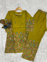Lemon Yellow Pure Cotton Printed Co-Ord Set