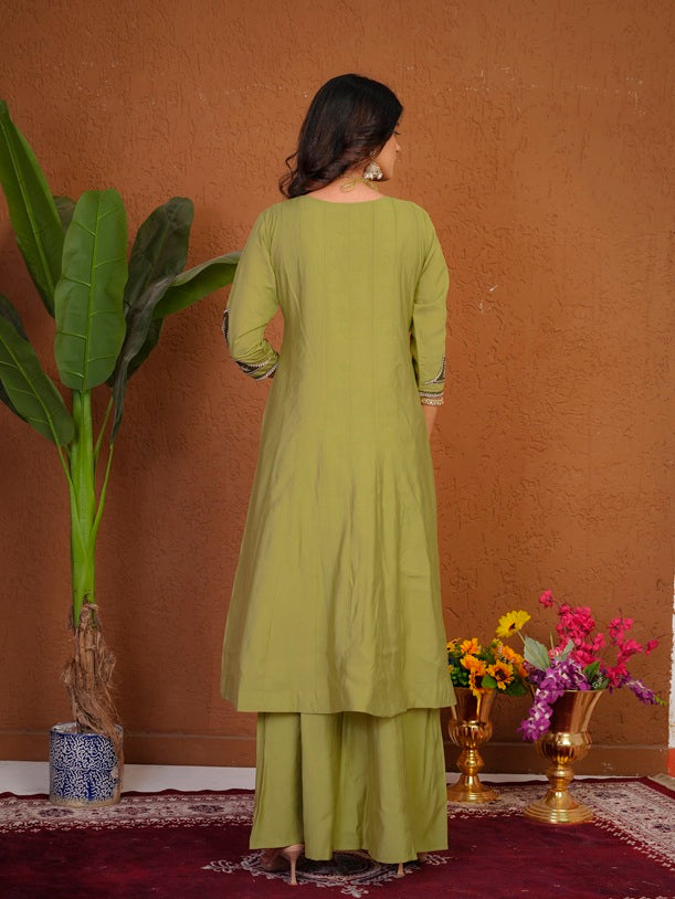 Pista Roman Silk Anarkali Kurti Set