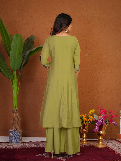 Pista Roman Silk Anarkali Kurti Set