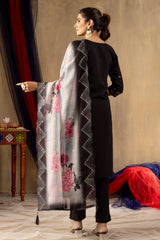 Black Roman Silk Multi Embroidered Suit Set