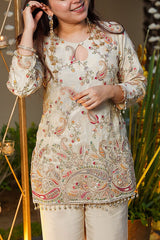 Heavy Crepe Silk Embroidered Kurta Pant Set