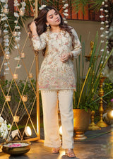 Heavy Crepe Silk Embroidered Kurta Pant Set