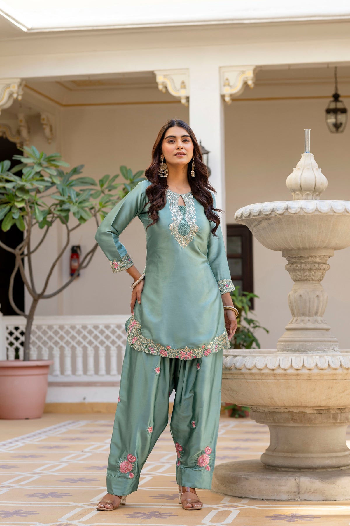 Pista Embroidered Designer Suit Set