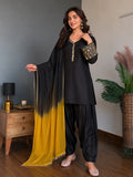 Elegant Black Embroidered Kurta Pant Set