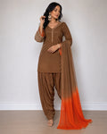 Mocha Brown Embroidered Kurta Pant Set