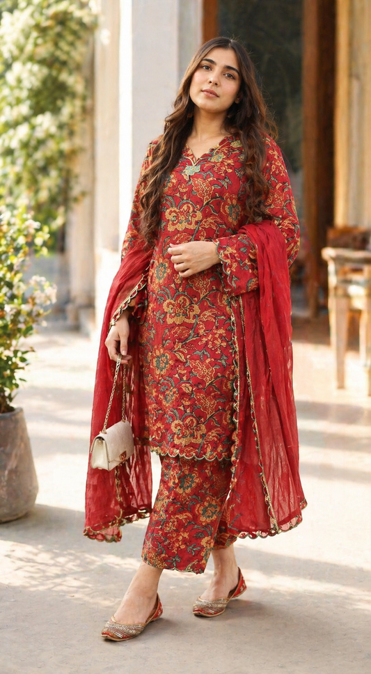 Pure Cotton Printed Suit Set for Women with Dupatta