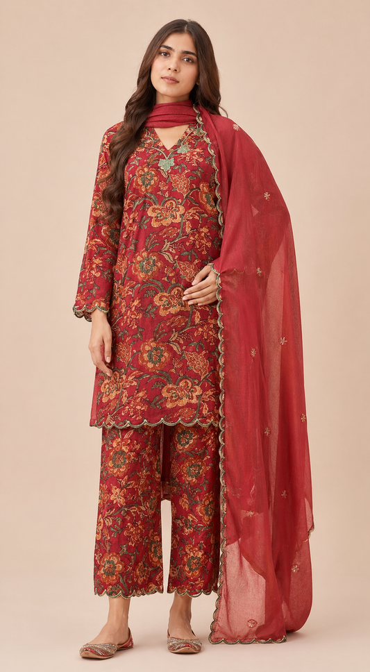 Pure Cotton Printed Suit Set for Women with Dupatta
