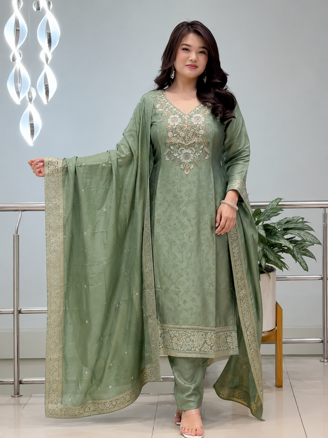 Pure Banarasi Weaving Suit Set with Premium Dupatta