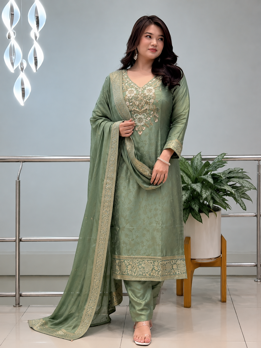 Pure Banarasi Weaving Suit Set with Premium Dupatta