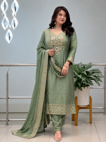 Pure Banarasi Weaving Suit Set with Premium Dupatta