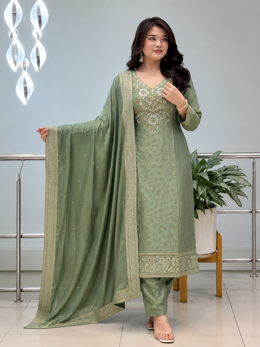 Pure Banarasi Weaving Suit Set with Premium Dupatta
