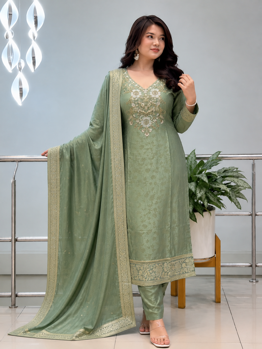 Pure Banarasi Weaving Suit Set with Premium Dupatta