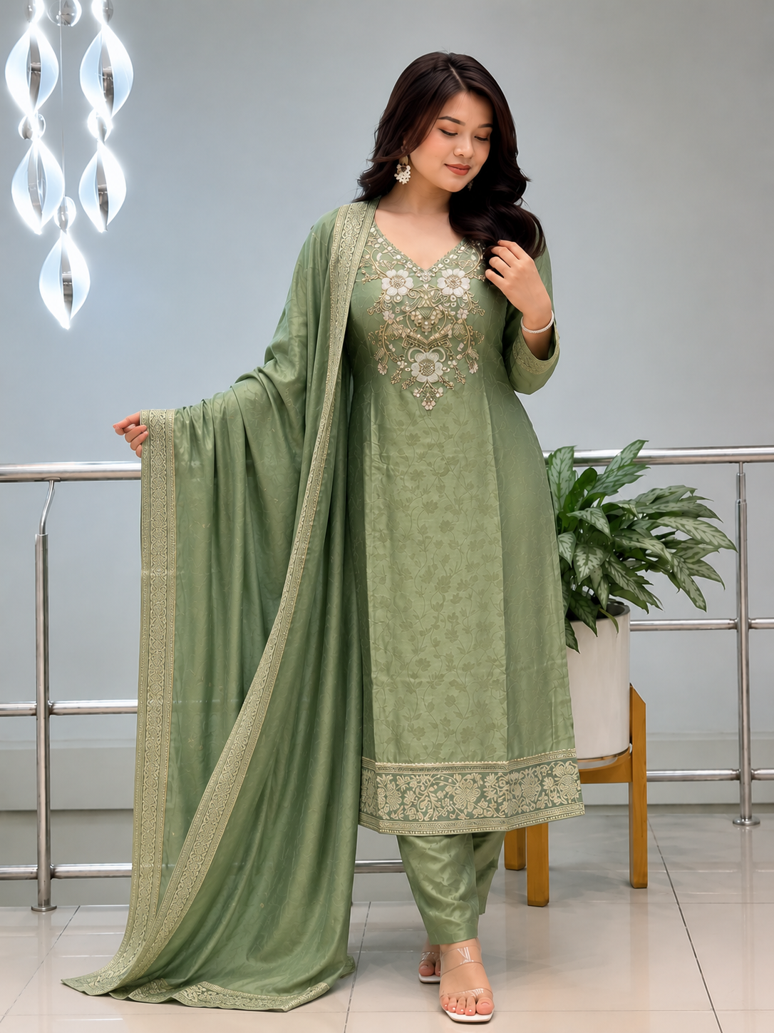 Pure Banarasi Weaving Suit Set with Premium Dupatta
