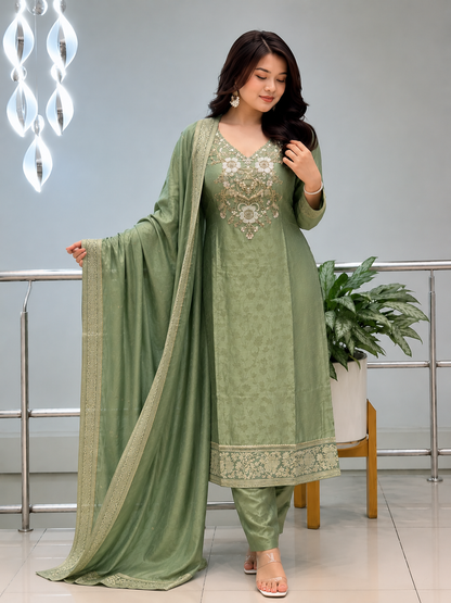 Pure Banarasi Weaving Suit Set with Premium Dupatta