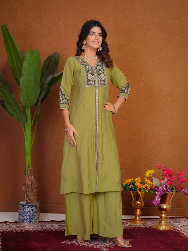 Pista Roman Silk Anarkali Kurti Set