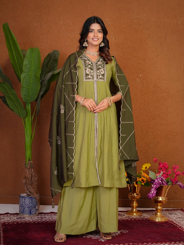 Pista Roman Silk Anarkali Kurti Set