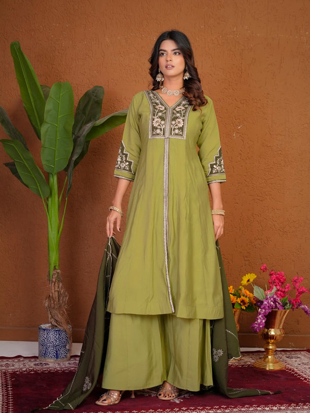 Pista Roman Silk Anarkali Kurti Set