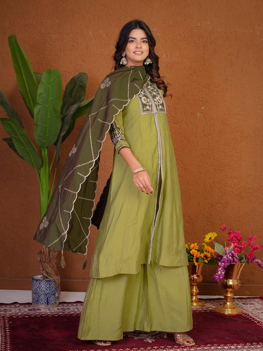 Pista Roman Silk Anarkali Kurti Set