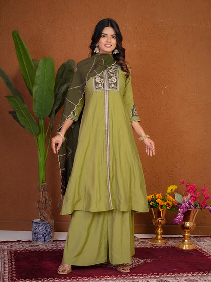Pista Roman Silk Anarkali Kurti Set