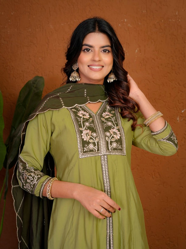 Pista Roman Silk Anarkali Kurti Set