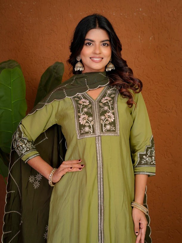Pista Roman Silk Anarkali Kurti Set