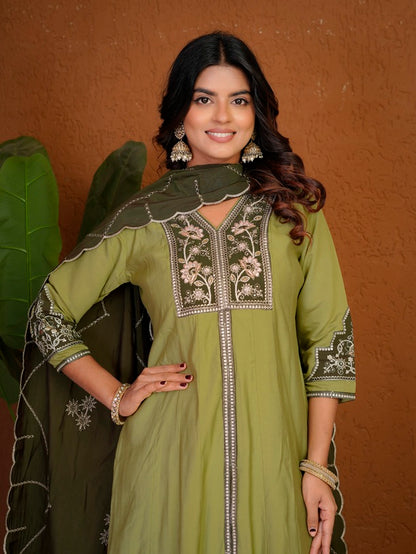 Pista Roman Silk Anarkali Kurti Set