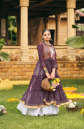 Wine Printed Long Shrug with White Dress Set
