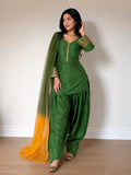 Emerald Green Embroidered Kurta Pant Set