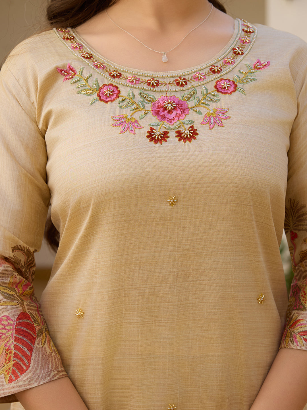 Viscose Assam Silk Embroidered Kurta Pant Dupatta Set