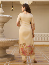 Cream Assam Silk Embroidered Suit Set