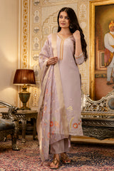 Levendar Embroidered Viscose Simer Suit Set